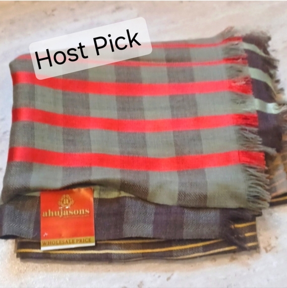 ahujasons Accessories - NWT Ahujasons Fashion Fringed Sage Plaid Oversized Scarf